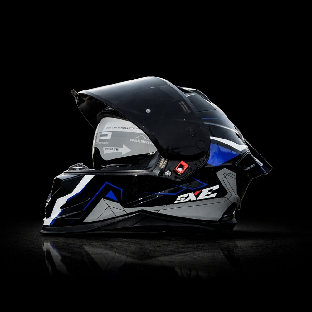 Steelbird SBH-61 SXE Full Face Helmet – ISI & DOT Certified with Sun Shield (Glossy Black)