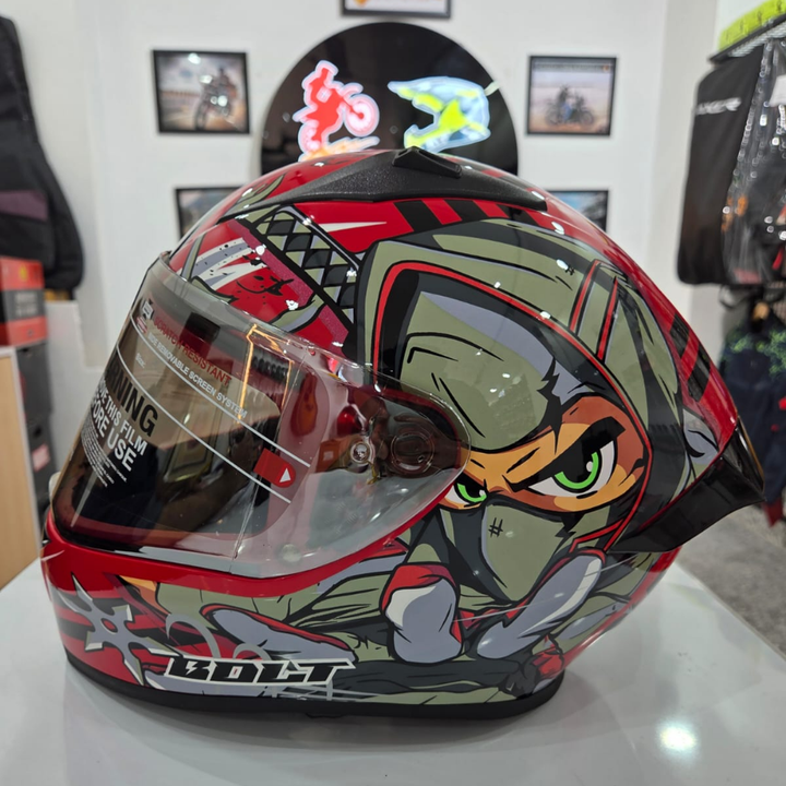Vega Bolt Ninja Full Face Helmet – Glossy Red Grey