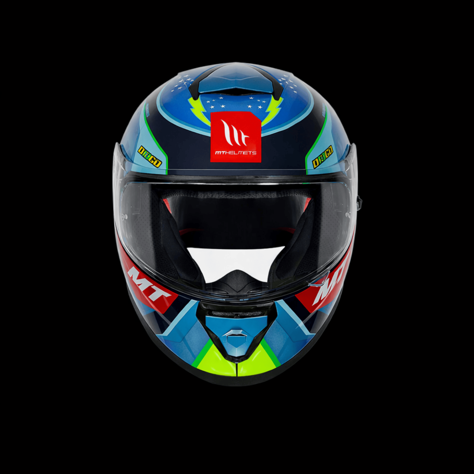 MT Thunder 3 SV Pro Full Face Helmet – Blue Neon Graphics