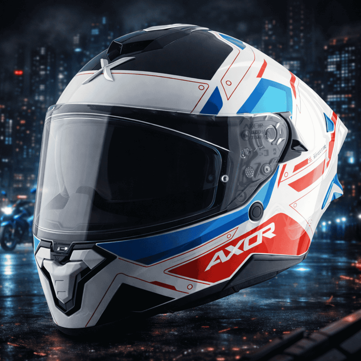 Axor Brutale Full Face Helmet – White Red Blue