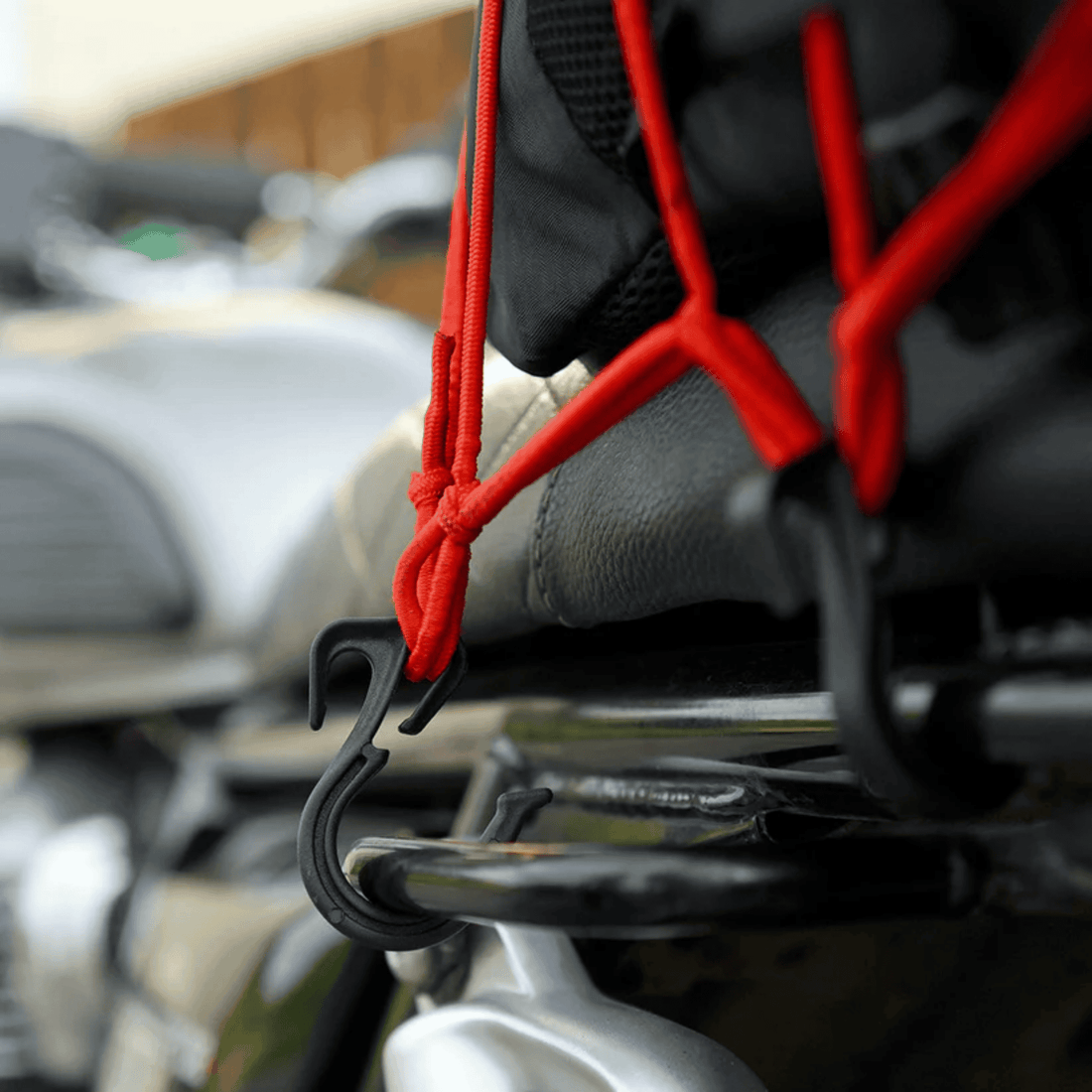 Motorcycle Luggage Stretch Net with Hooks – Red – 15×15 Inch