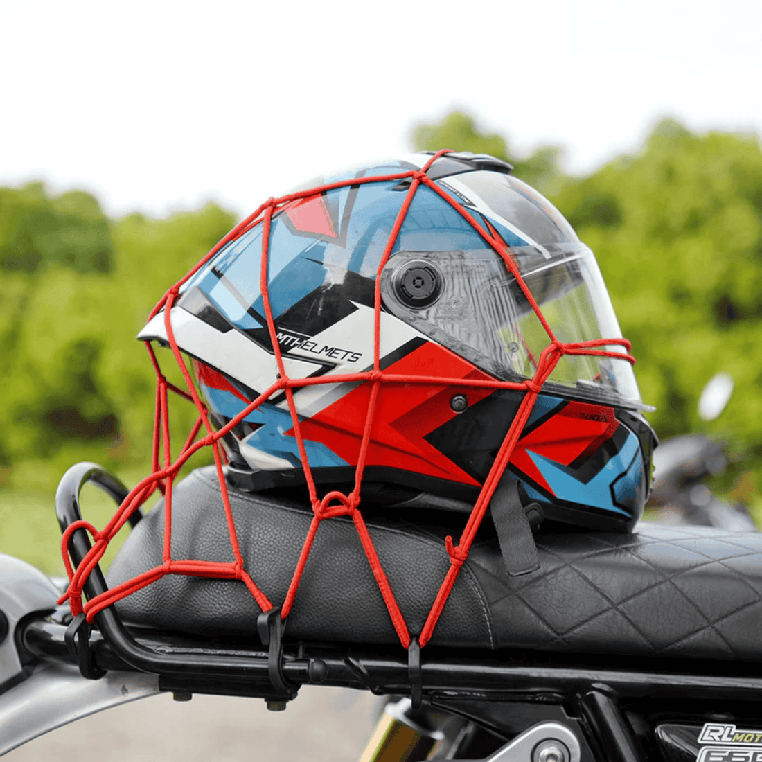 Motorcycle Luggage Stretch Net with Hooks – Red – 15×15 Inch