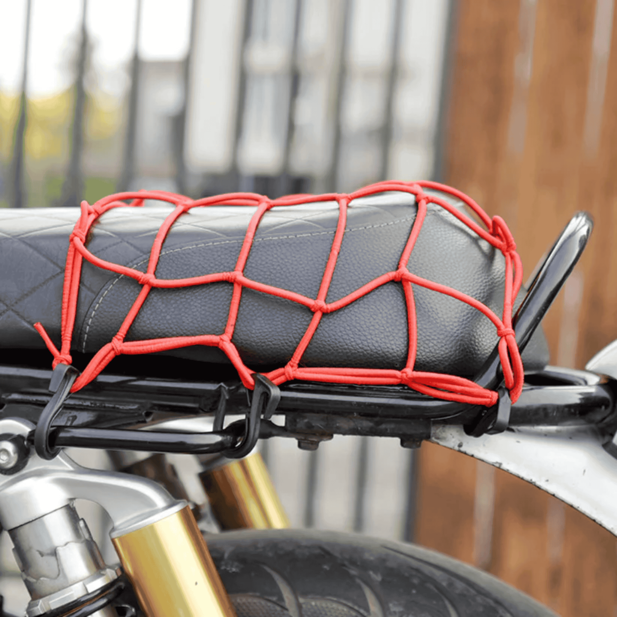 Motorcycle Luggage Stretch Net with Hooks – Red – 15×15 Inch