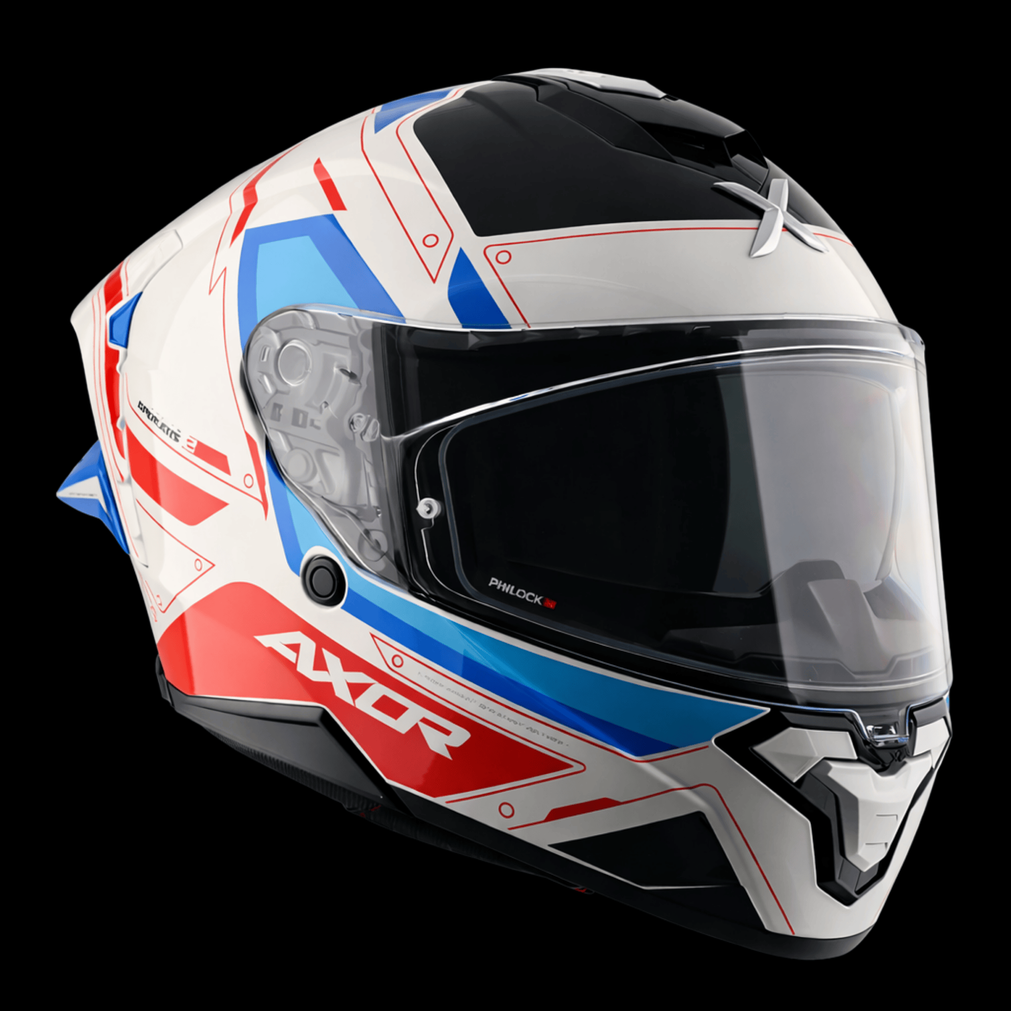 Axor Brutale Full Face Helmet – White Red Blue