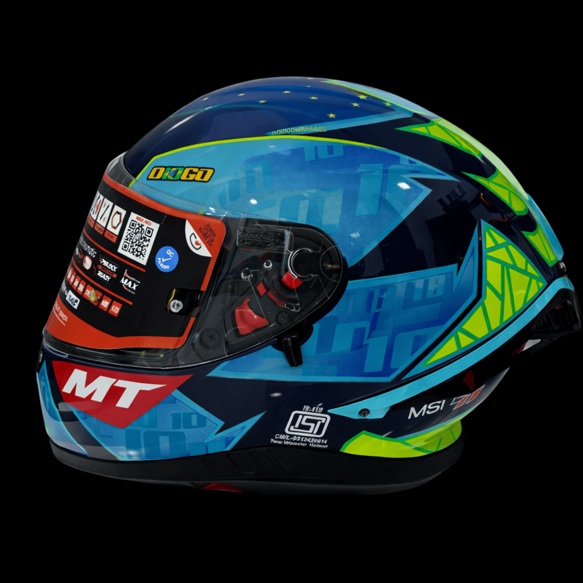 MT Thunder 3 SV Pro Full Face Helmet – Blue Neon Graphics