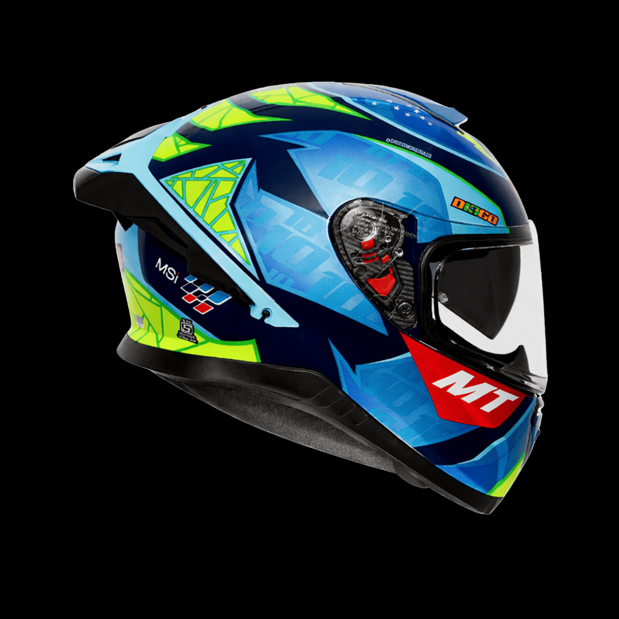 MT Thunder 3 SV Pro Full Face Helmet – Blue Neon Graphics