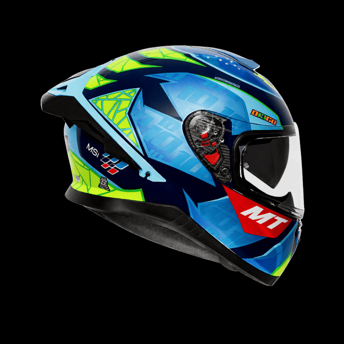MT Thunder 3 SV Pro Full Face Helmet – Blue Neon Graphics