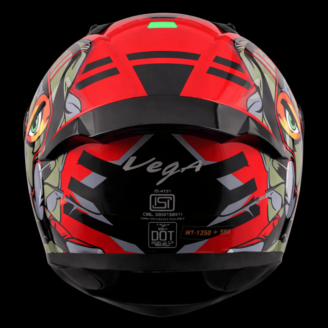 Vega Bolt Ninja Full Face Helmet – Glossy Red Grey