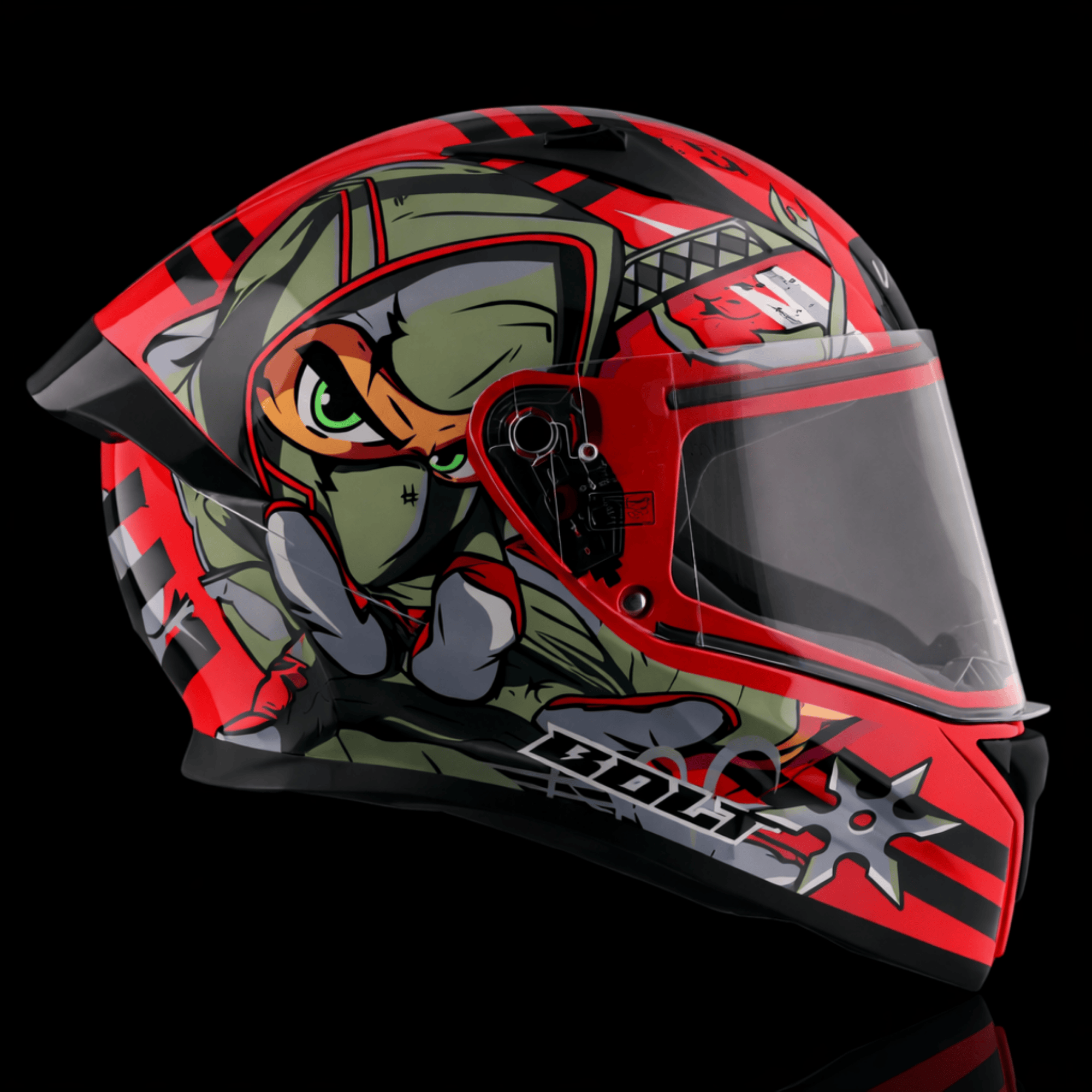 Vega Bolt Ninja Full Face Helmet – Glossy Red Grey