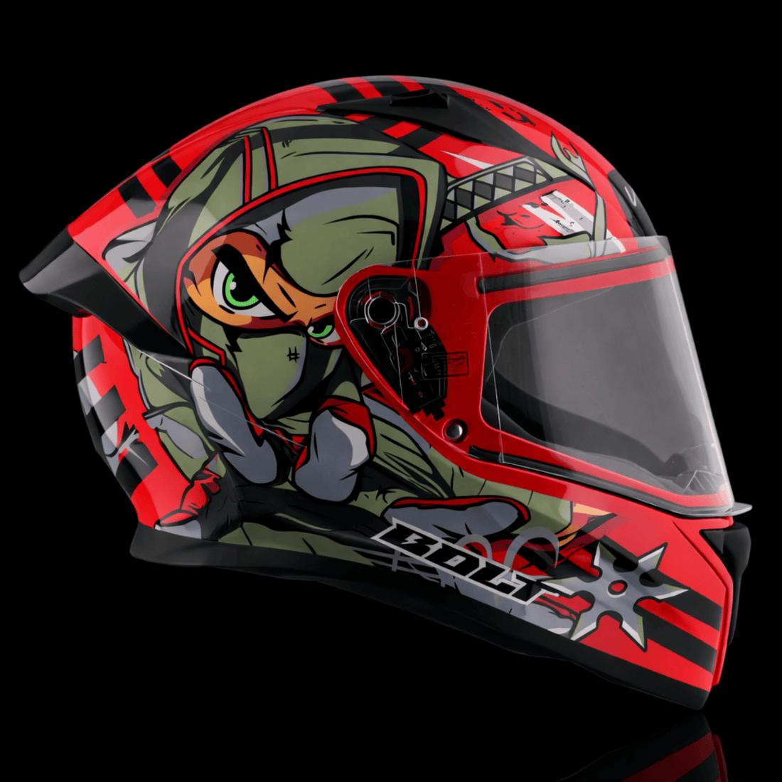 Vega Bolt Ninja Full Face Helmet – Glossy Red Grey