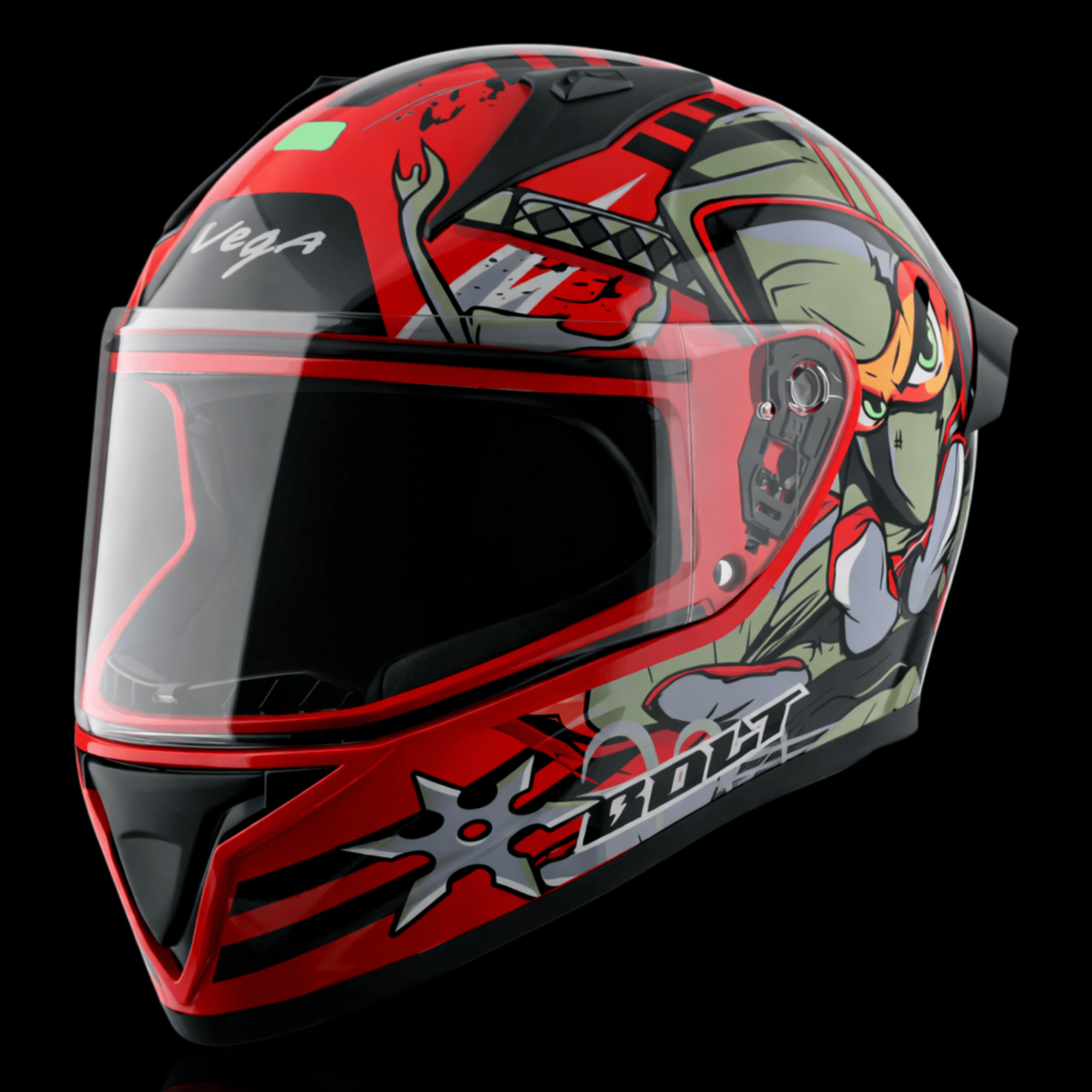 Vega Bolt Ninja Full Face Helmet – Glossy Red Grey